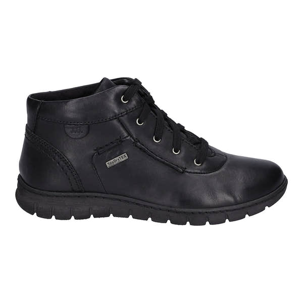 Josef Seibel Steffi 53 women's black waterproof leather lace-up ankle boots with flexible sole and TopVEX technology.