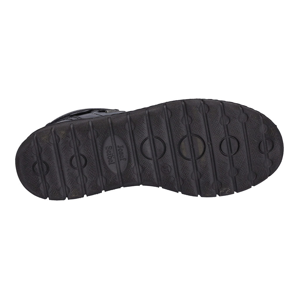 Josef Seibel Steffi 53 women's black waterproof leather lace-up ankle boots with non-slip sole.