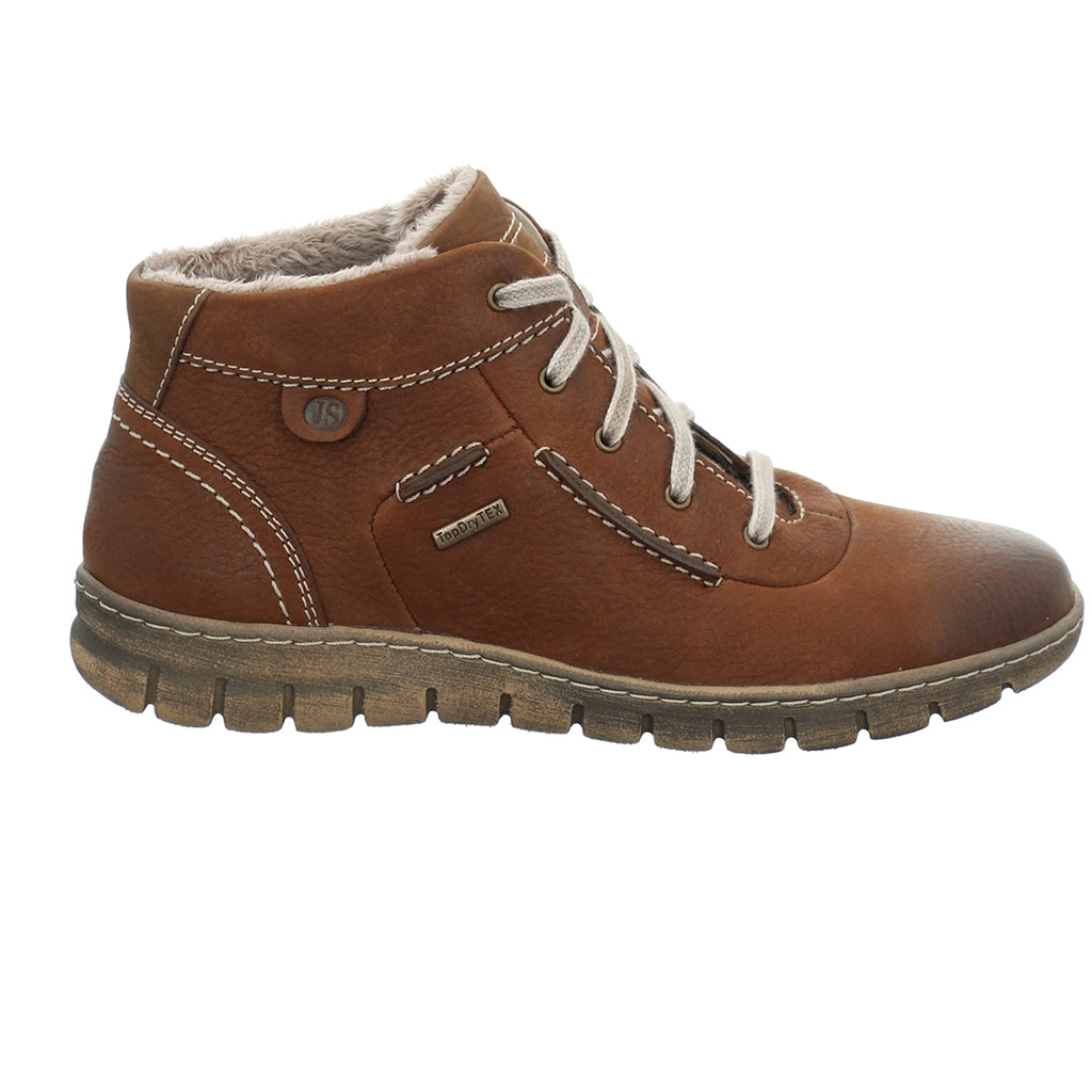 Josef Seibel Steffi 53 Ladies Cognac Leather Waterproof Lace Up Ankle Boots - elevate your sole