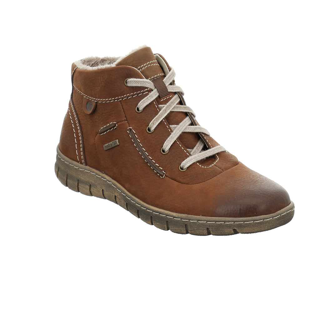 Josef Seibel Steffi 53 Ladies Cognac Leather Waterproof Lace Up Ankle Boots - elevate your sole