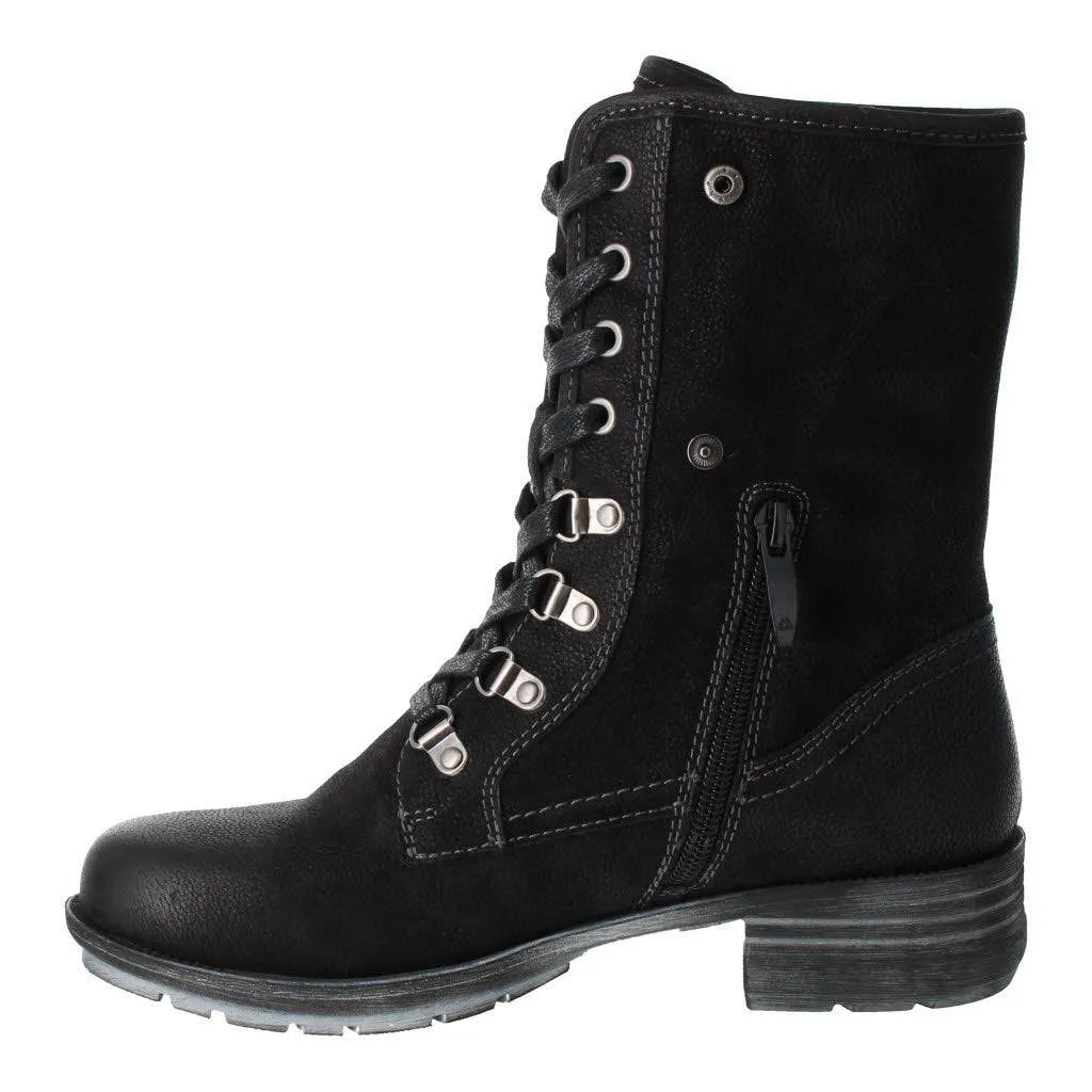 Josef Seibel Susie 04 Ladies Black Leather Waterproof Zip & Lace Ankle Boots-elevate your sole