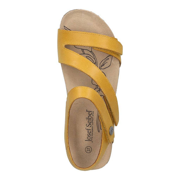 Josef Seibel Tonga 25 Ladies Yellow Leather Arch Support Touch Fastening Sandals-elevate your sole