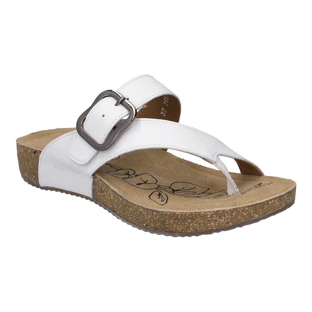 Josef Seibel Tonga 77 Ladies White Leather Arch Support Touch Fastening Sandals-elevate your sole