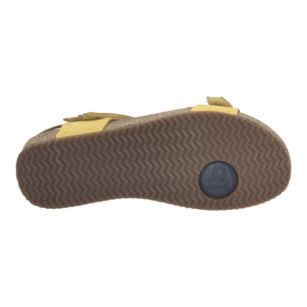 Josef Seibel Tonga 78 ladies amber leather touch fastening sandal with a textured gum sole and touch fasten straps.