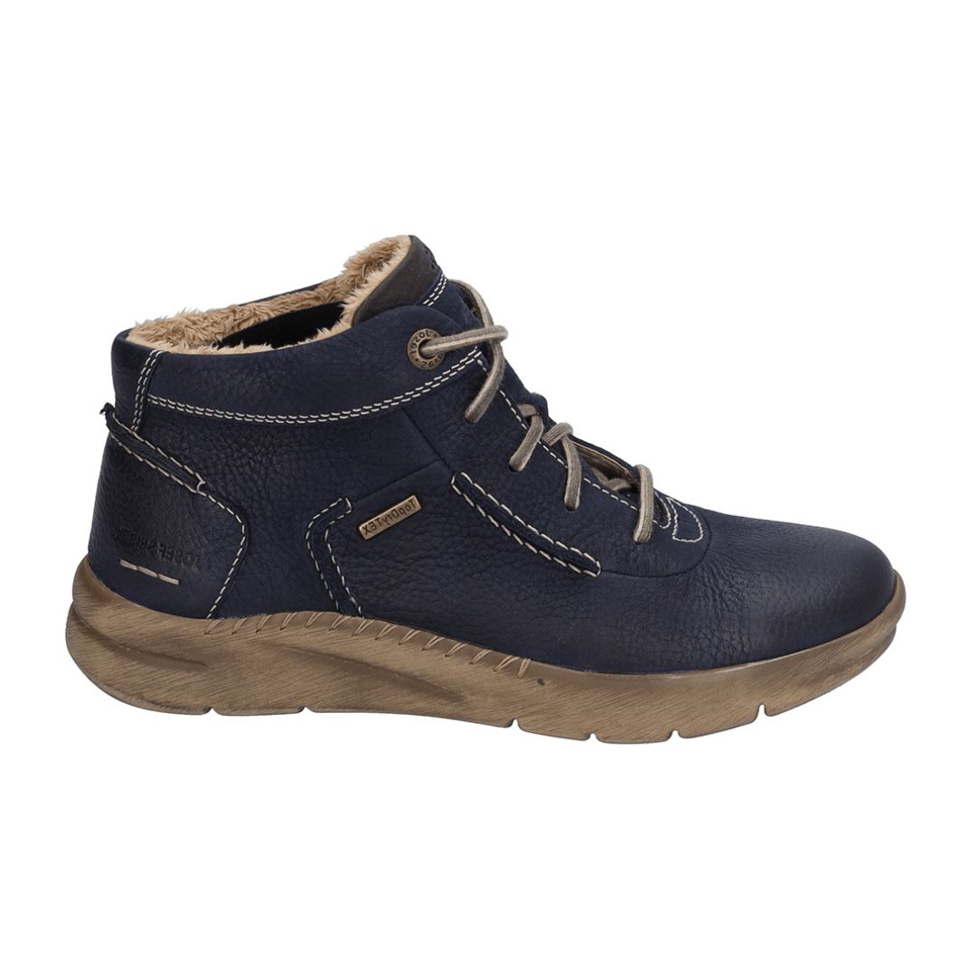Josef Seibel VL869 Conny 50 Ladies Ocean Navy Nubuck Waterproof Arch Support Zip & Lace Ankle Boots-elevate your sole