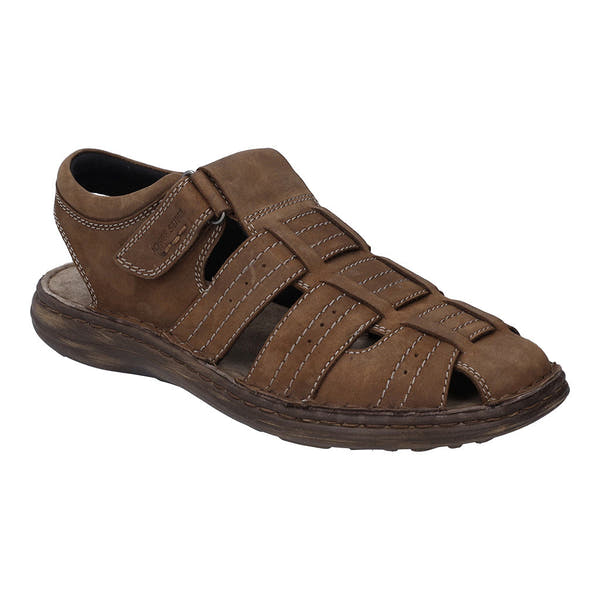 Josef Seibel Vincent 06 Mens Brown Leather Touch Fastening Sandals-elevate your sole
