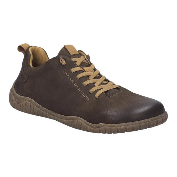 Josef Seibel Wallace 04 men's Brasil brown leather lace-up casual shoes with textured sole.