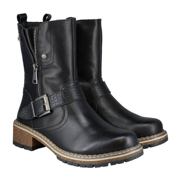 Josef Seibel Waylynn 16 Ladies Black Leather Waterproof Twin Zip Ankle Boots-elevate your sole