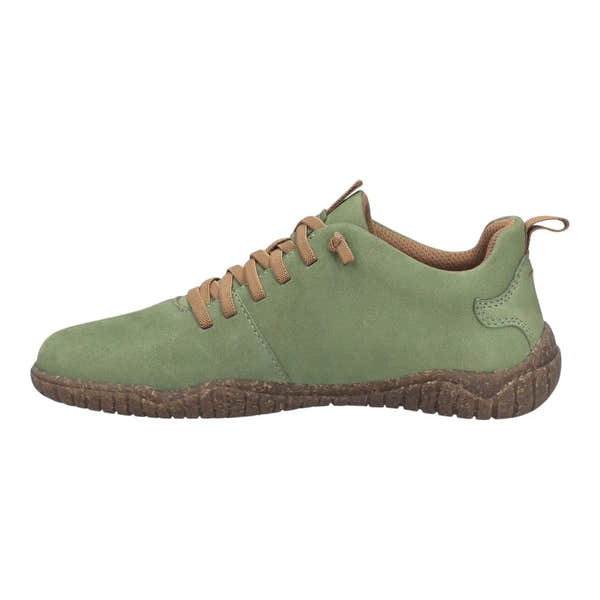 Josef Seibel Wynona 06 ladies green leather lace-up casual shoes with a textured brown sole.