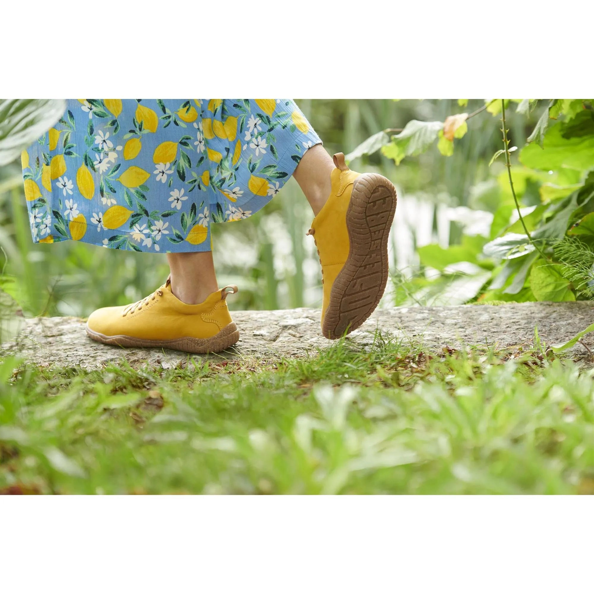 Josef Seibel Wynona 06 ladies mustard leather lace-up shoes with rubber soles, styled for casual wear.