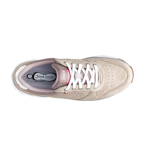 Joya Dynamo Ladies Classic Beige Leather & Textile Arch Support Lace Up Shoes-elevate your sole