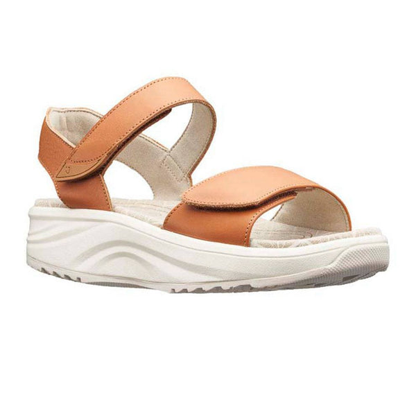 Joya Flores Ladies Light Brown Leather Arch Support Touch Fastening Sandals-elevate your sole