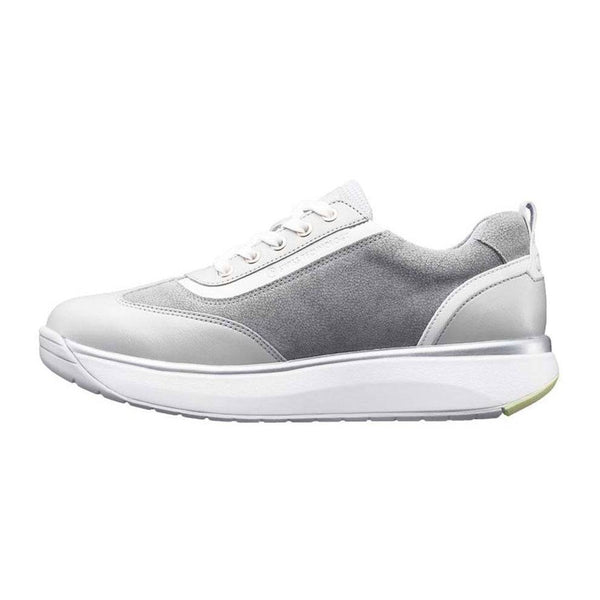Joya Laura Ladies Light Grey Leather & Textile Arch Support Zip And Lace Up Shoes-elevate your sole