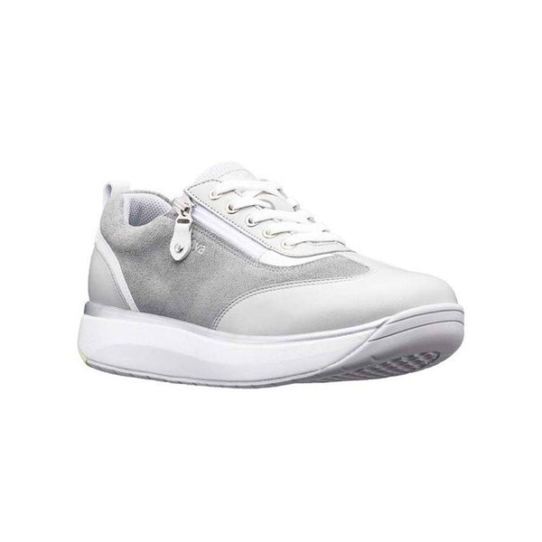 Joya Laura Ladies Light Grey Leather & Textile Arch Support Zip And Lace Up Shoes-elevate your sole