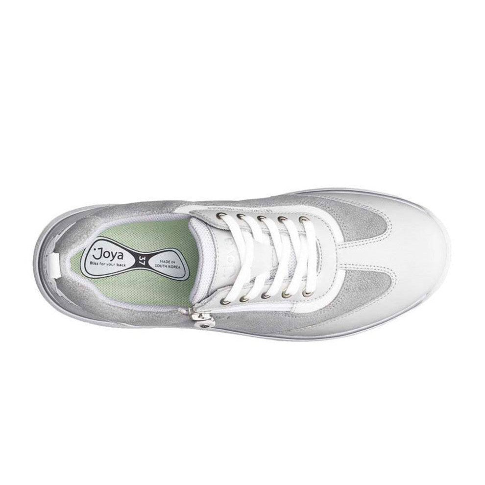 Joya Laura Ladies Light Grey Leather & Textile Arch Support Zip And Lace Up Shoes-elevate your sole