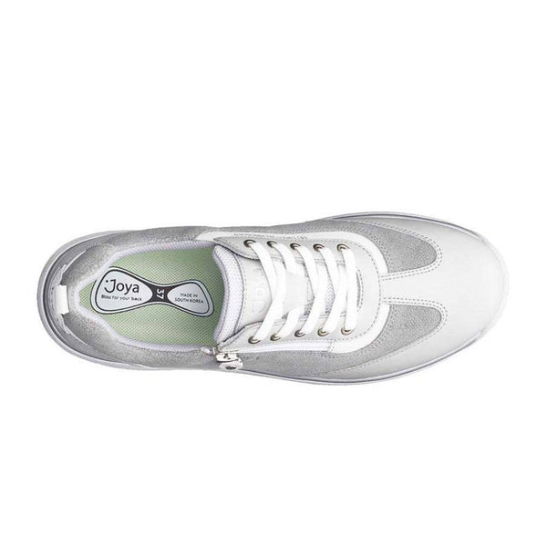 Joya Laura Ladies Light Grey Leather & Textile Arch Support Zip And Lace Up Shoes-elevate your sole