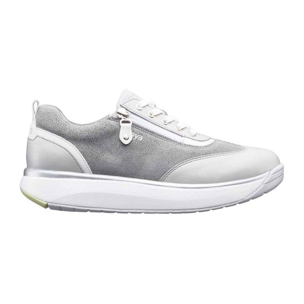 Joya Laura Ladies Light Grey Leather & Textile Arch Support Zip And Lace Up Shoes-elevate your sole