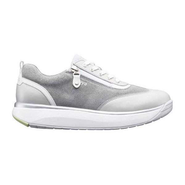 Joya Laura Ladies Light Grey Leather & Textile Arch Support Zip And Lace Up Shoes-elevate your sole