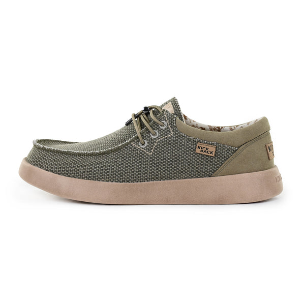 Kickback Haven Mens Khaki Heavy Canvas Textile Arch Support Lace Up Loafers