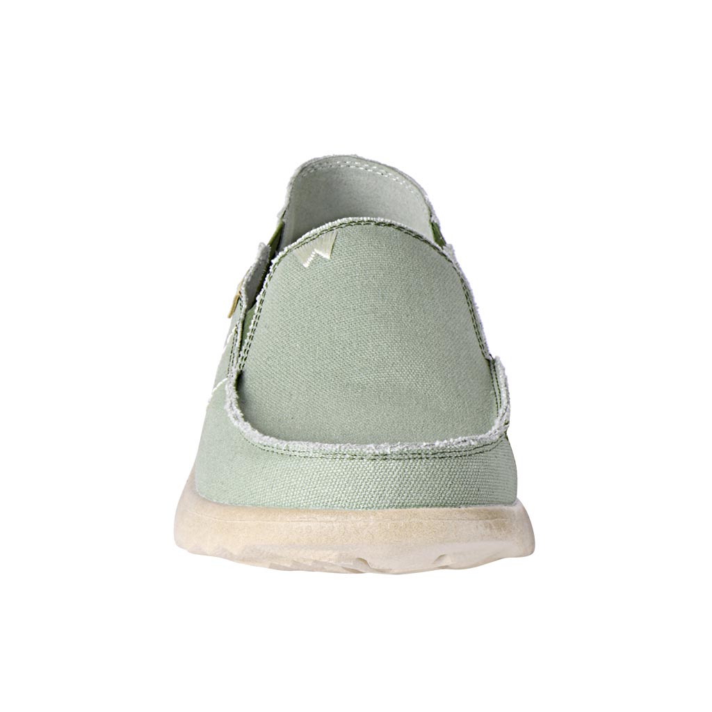 Kickback Couch 2.0 men's green canvas slip-on loafers with arch support, casual design, and lightweight sole.
