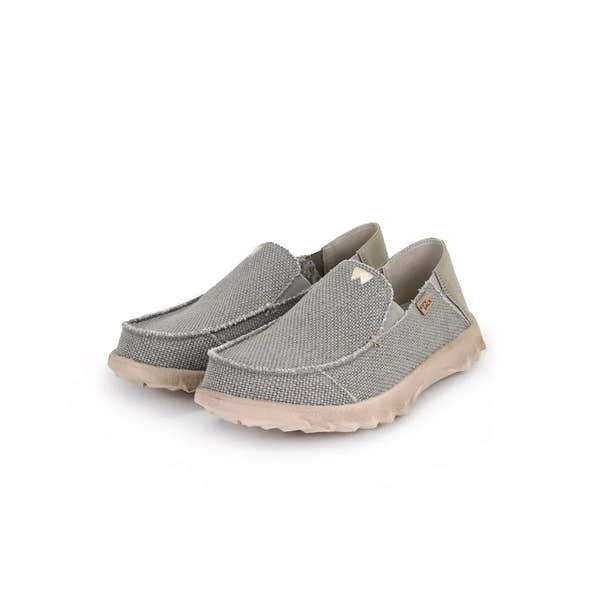 Kickback Couch Classic Vibe Woven Canvas Slip-On Loafers in Rocket Grey, men's casual textile shoes with comfortable beige soles.