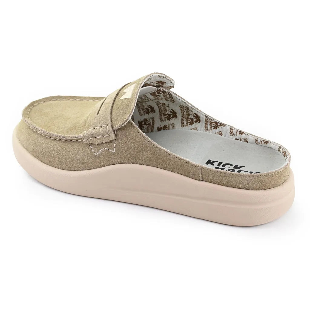 Kickback Frenchy Ladies Beige Suede Slip On Mules