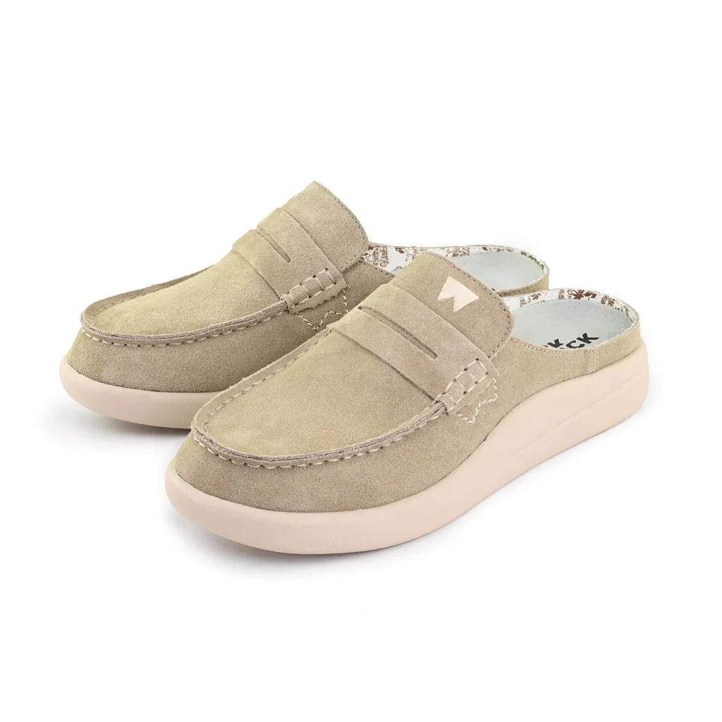 Kickback Frenchy Ladies Beige Suede Slip On Mules