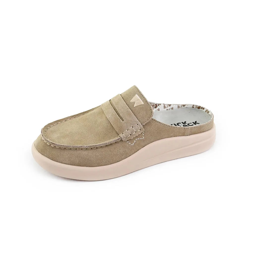 Kickback Frenchy Ladies Beige Suede Slip On Mules