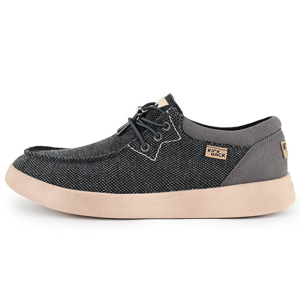 Kickback Haven Supersoft Mesh Men's Charcoal/Black Textile Elasticated Loafers, lightweight casual shoes with comfortable slip-on design.