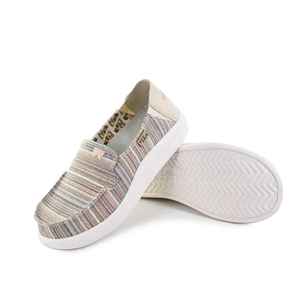Kickback Rizzo Pastel Stripes Canvas Ladies Stripe Textile Slip On Loafers