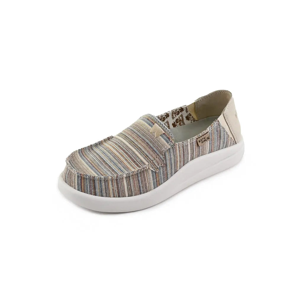 Kickback Rizzo Pastel Stripes Canvas Ladies Stripe Textile Slip On Loafers