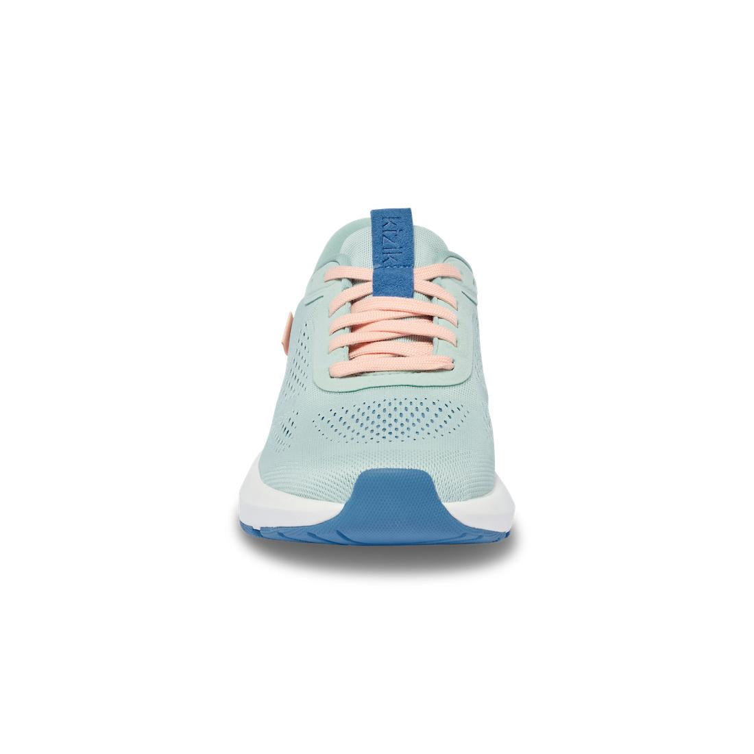 Kizik Athens 2.0 ladies slip-on trainers in surf spray and peach parfait with textile upper and arch support.