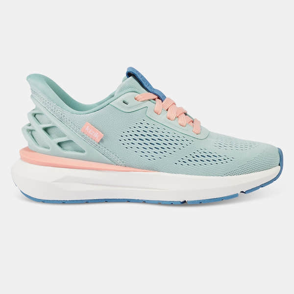 Kizik Athens 2.0 ladies slip-on trainers with peach parfait textile, arch support, breathable upper, and pastel color design.