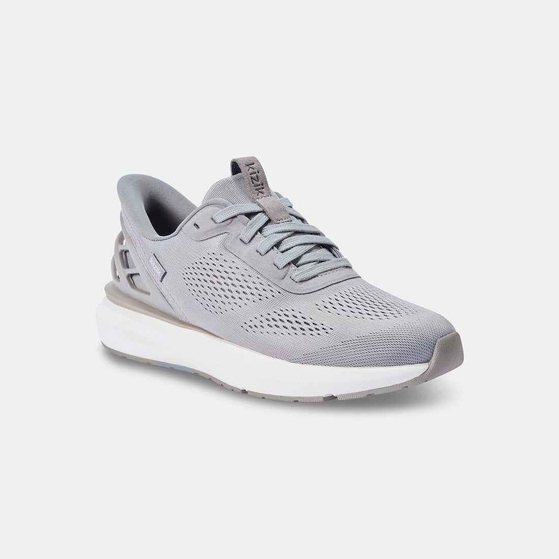 Kizik Athens 2.0 men's alloy leather slip-on trainers with arch support, breathable mesh upper, and cushioned white midsole.