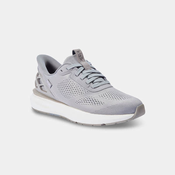 Kizik Athens 2.0 men's alloy leather slip-on trainers with arch support, breathable mesh upper, and cushioned white midsole.