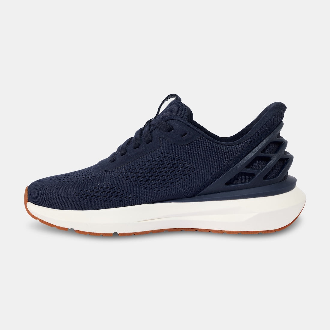 Kizik Athens 2.0 men's slip-on trainers with navy leather upper, arch support, breathable mesh design, and a white and gum rubber sole.