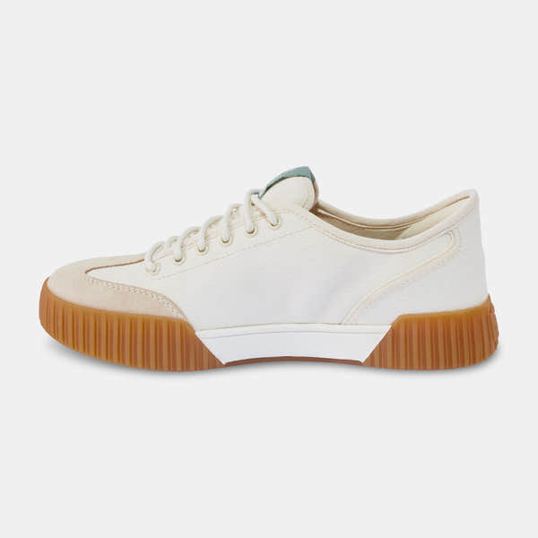 Kizik Brooklyn Ladies Slip-On Trainers with leather and textile upper, arch support, gum sole, and neutral color.