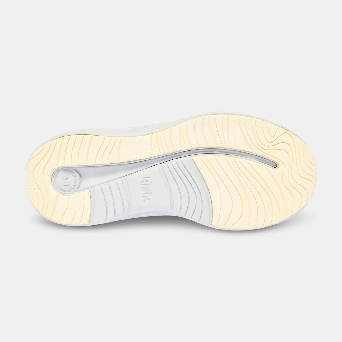 Kizik London Ladies Harbor Mist slip-on trainers with leather and textile upper, arch support, cushioned sole, and flexible design.