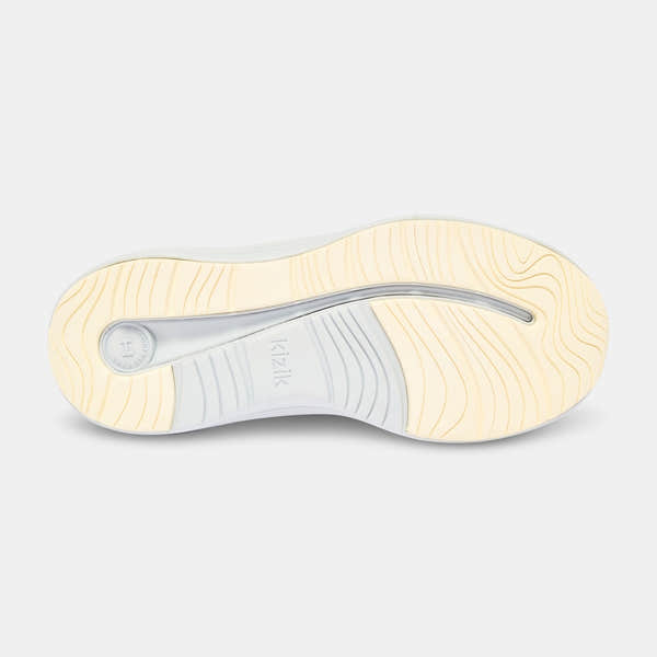 Kizik London Ladies Harbor Mist slip-on trainers with leather and textile upper, arch support, cushioned sole, and flexible design.
