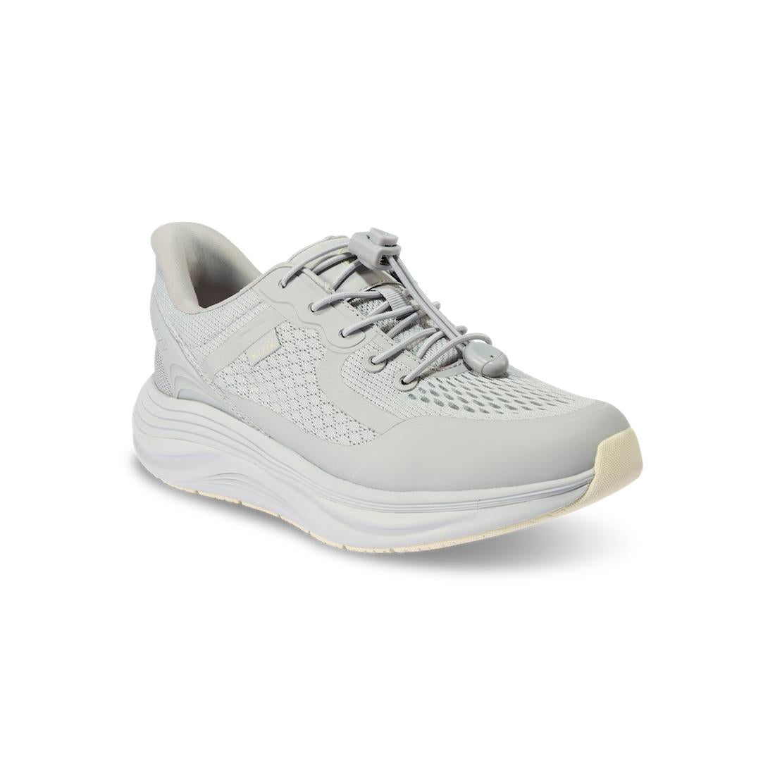 Kizik London Ladies Harbor Mist Leather and Textile Slip-On Trainers with arch support and cushioned sole.