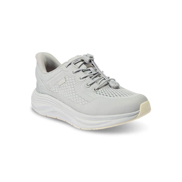 Kizik London Ladies Harbor Mist Leather and Textile Slip-On Trainers with arch support and cushioned sole.