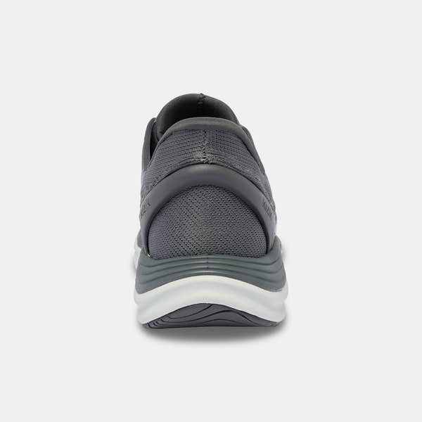 Kizik London Mens Castlerock Leather Slip-On Trainers with arch support, grey mesh upper, and cushioned sole.