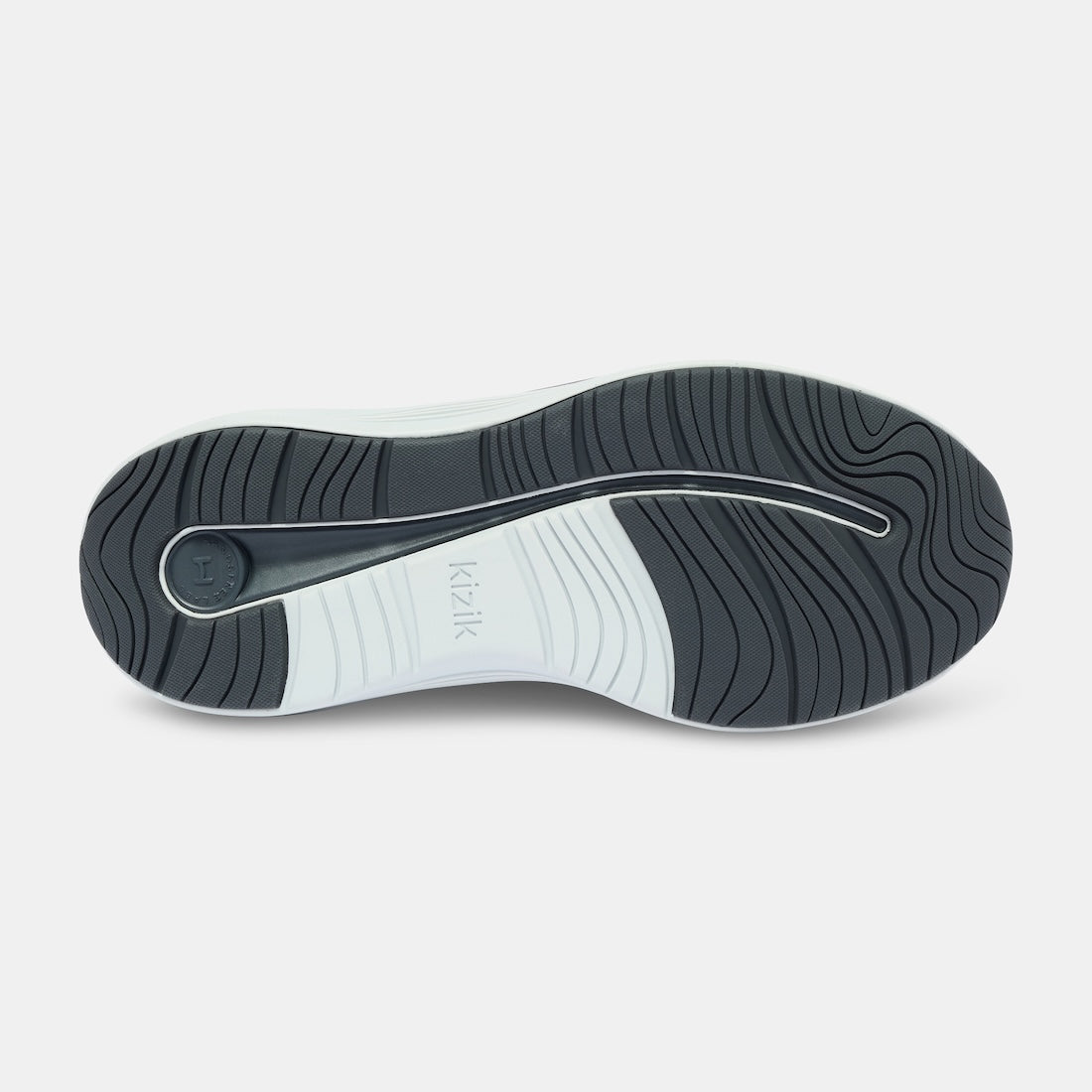 Kizik London Mens Castlerock Leather Slip-On Trainers with arch support, rubber outsole, and sleek design.
