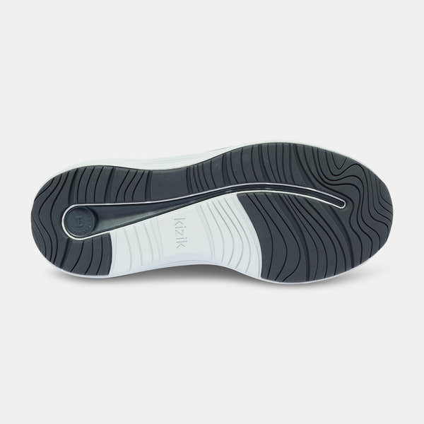 Kizik London Mens Castlerock Leather Slip-On Trainers with arch support, rubber outsole, and sleek design.