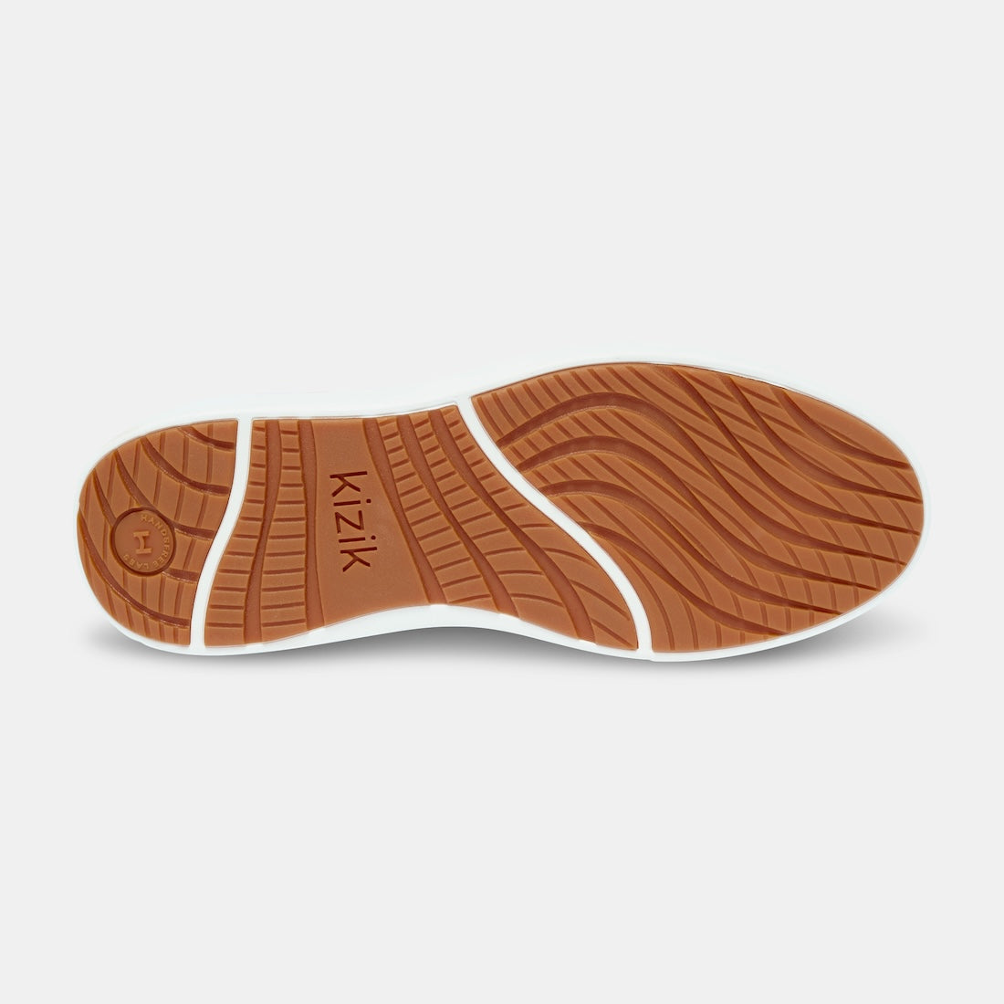 Kizik Prague 2.0 men's slip-on trainers with white, gray leather and textile upper, arch support sole, and rubber outsole.