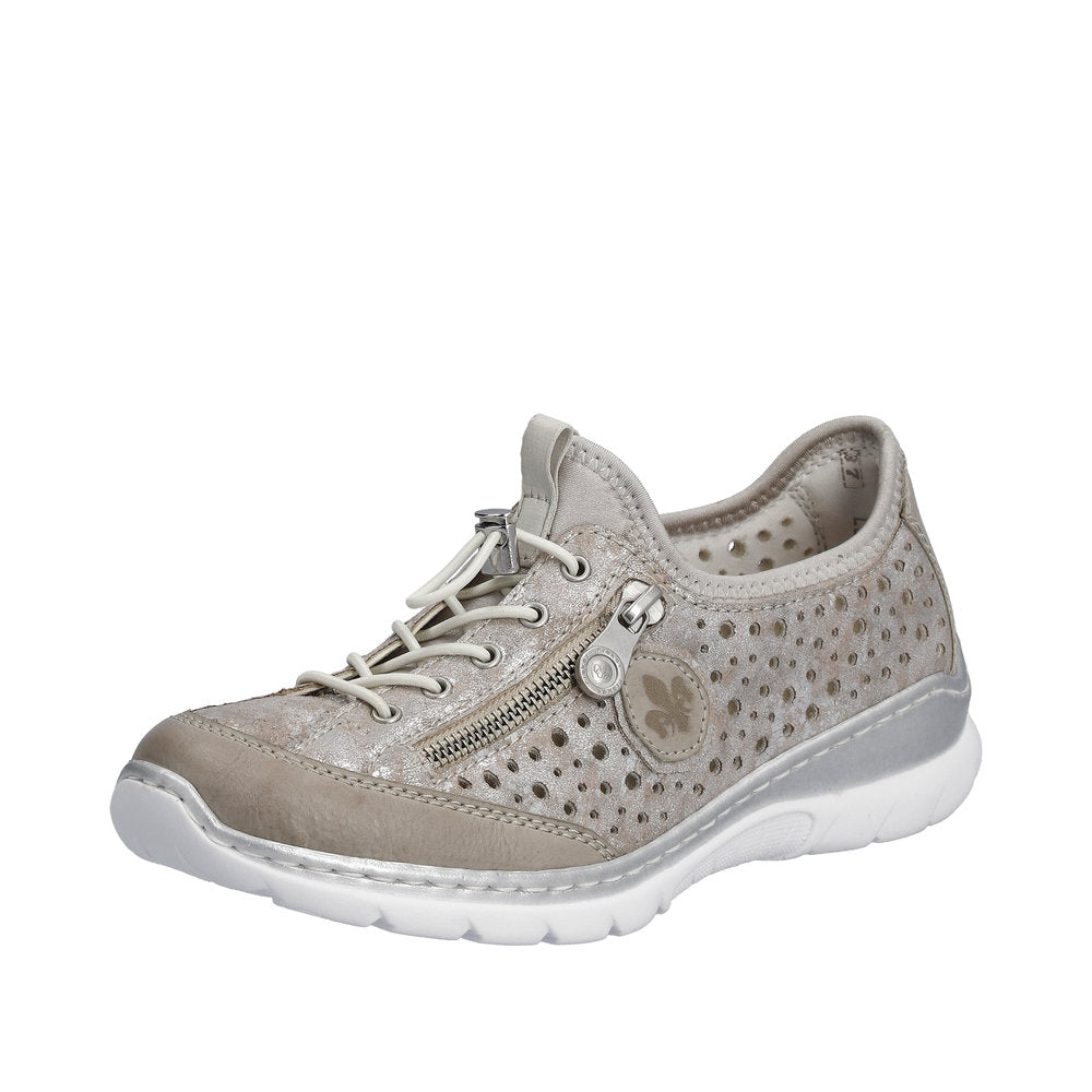 Rieker L32P6-90 Ladies Silver Pull On Shoes