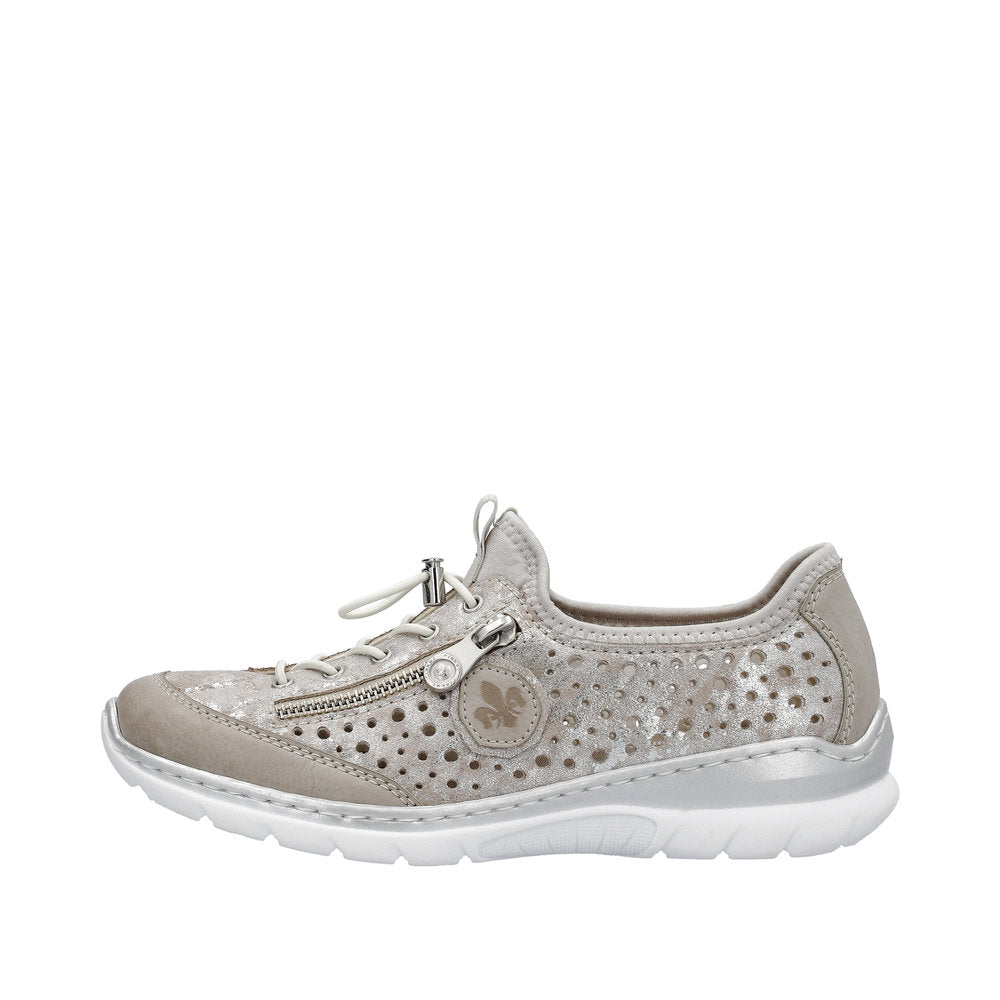 Rieker L32P6-90 Ladies Silver Pull On Shoes