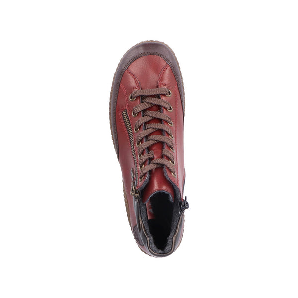 Rieker L7500-35 Ladies Red Water Resistant Zip & Lace Ankle Boots