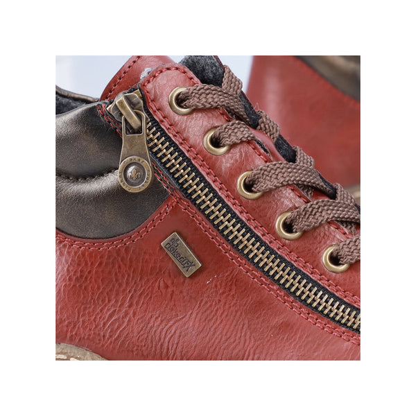 Rieker L7500-35 Ladies Red Water Resistant Zip & Lace Ankle Boots