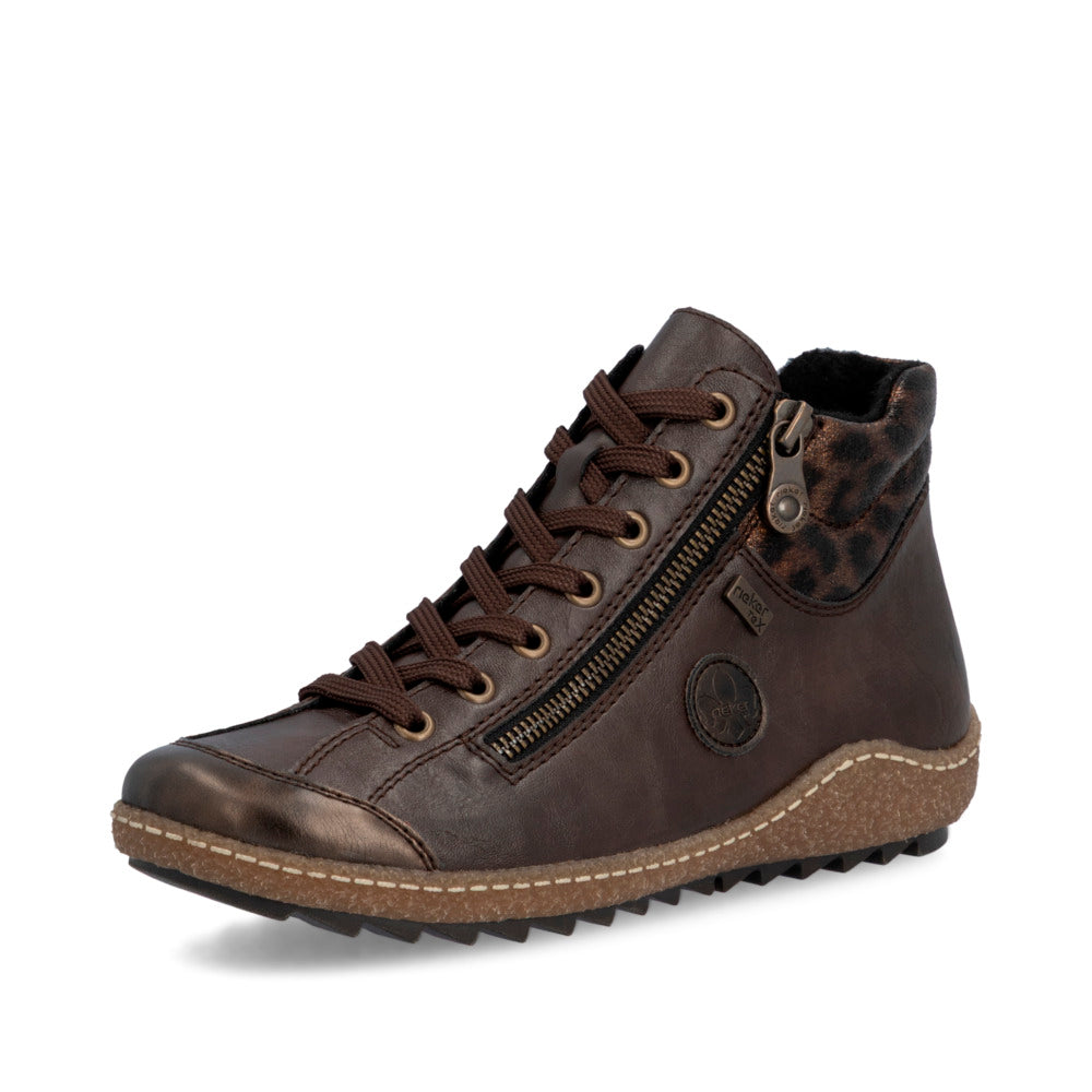 Rieker L7514-25 Ladies Grey Water Resistant Zip & Lace Ankle Boots